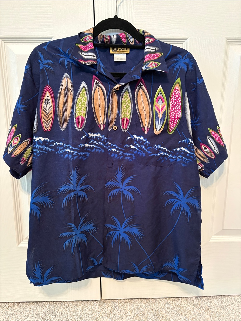 Dark Navy Surfboard Hawaiian Shirt